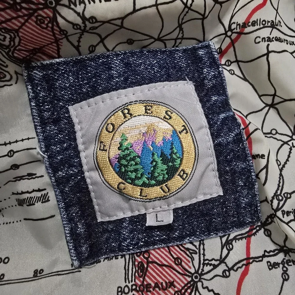 Forest Club Vintage‎ Denim Military Jacket Large